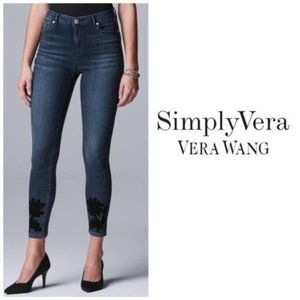 Simply Vera Wang Flocked Applique Skinny Jean 16